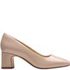 CLARKS WOMENS LOW HEEL COURT SHOE - SAND PATENT